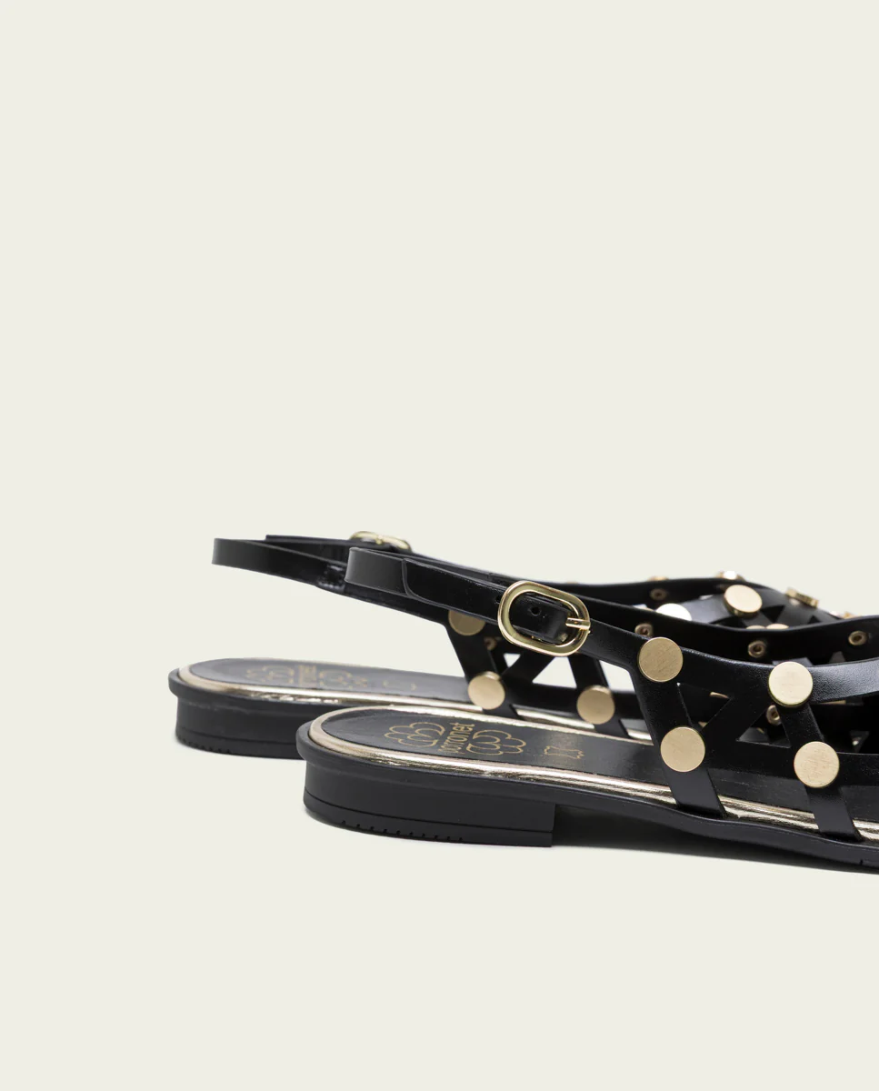 BAILARINAS PLANAS TACHUELAS NEGRO ORO RANIA - Image 7