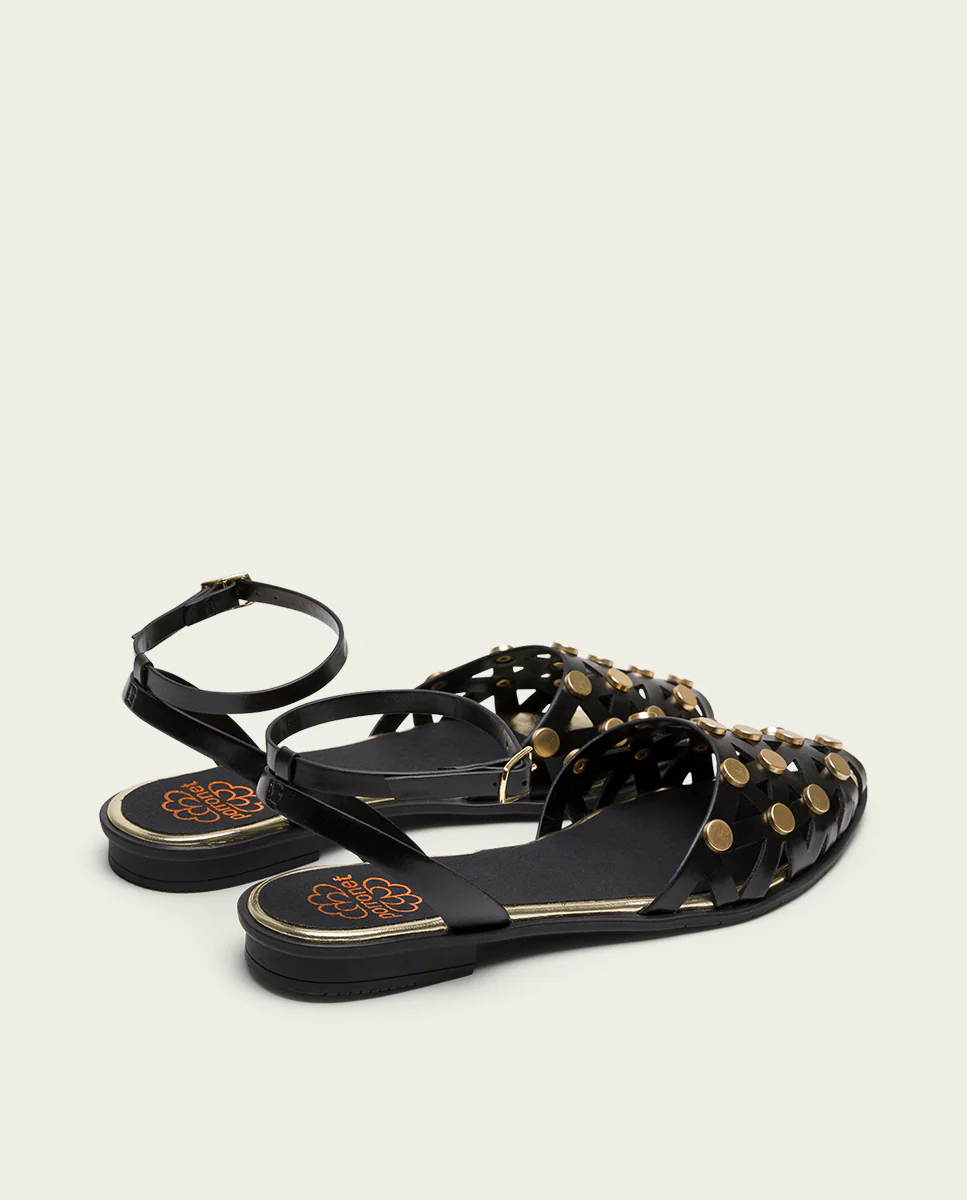 BAILARINAS PLANAS TACHUELAS NEGRO ORO  RITA - Image 5