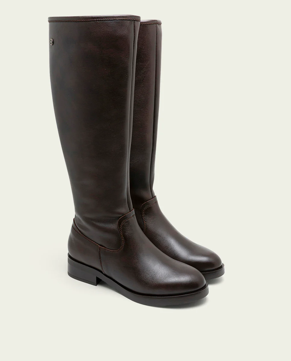 BOTAS ALTAS DE PIEL MOKA CON CREMALLERA BELÉN - Image 5