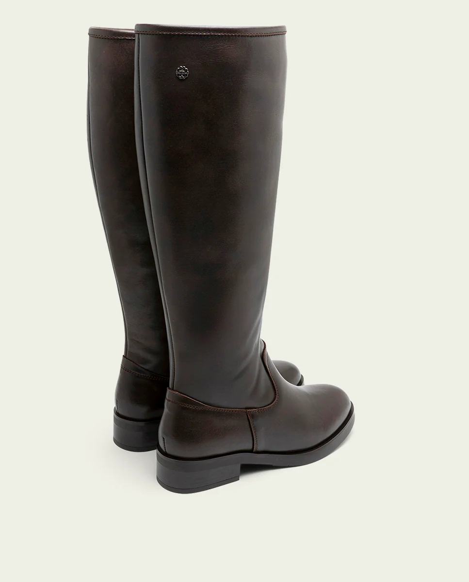 BOTAS ALTAS DE PIEL MOKA CON CREMALLERA BELÉN - Image 6