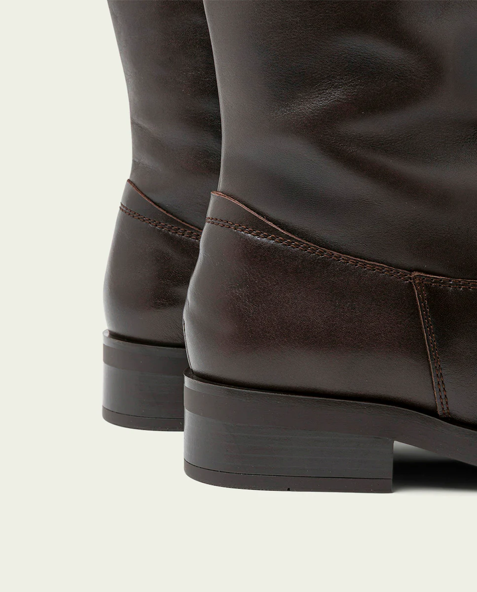 BOTAS ALTAS DE PIEL MOKA CON CREMALLERA BELÉN - Image 8