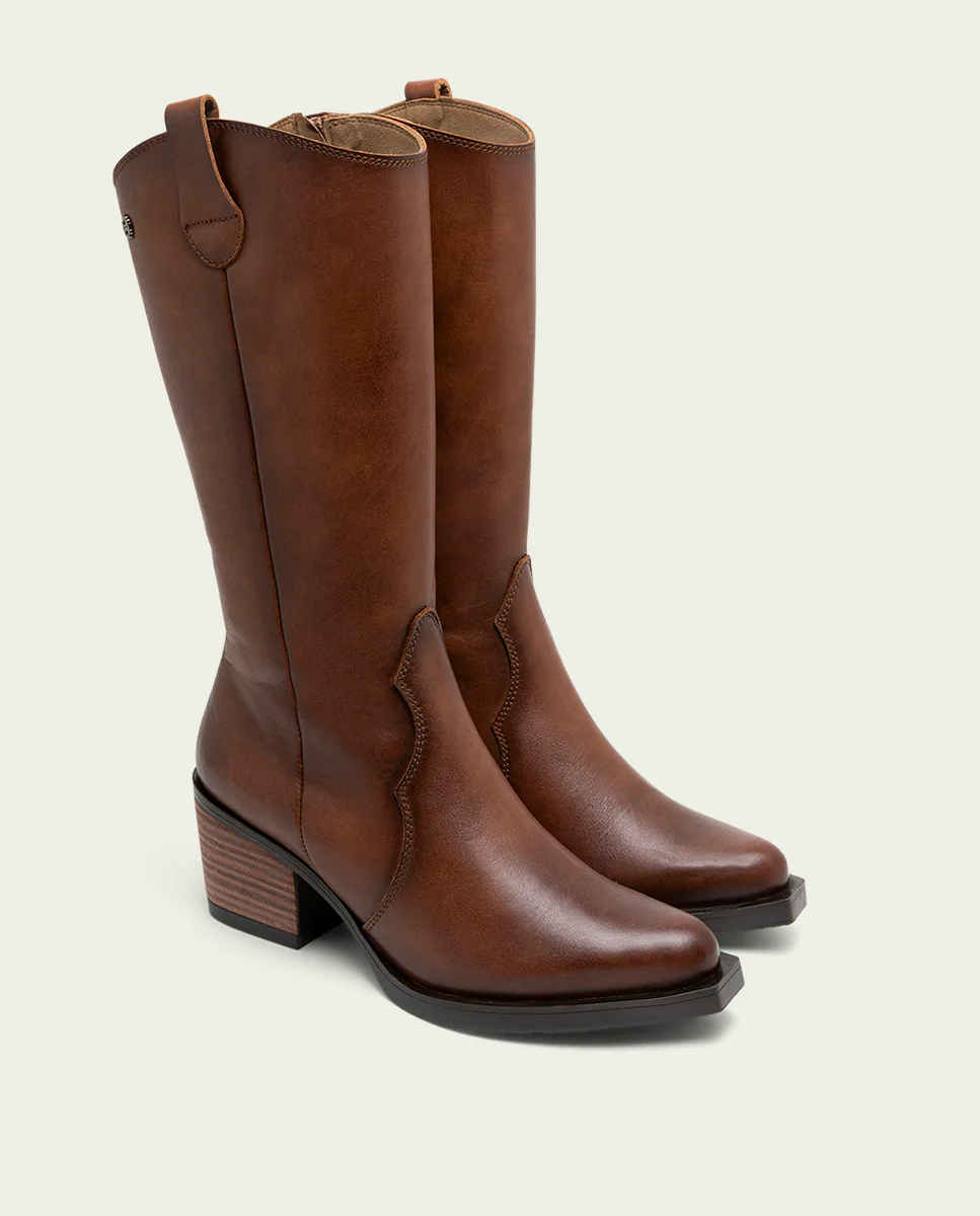 BOTAS COWBOY DE PIEL CUERO CON CREMALLERA FLORA - Image 3