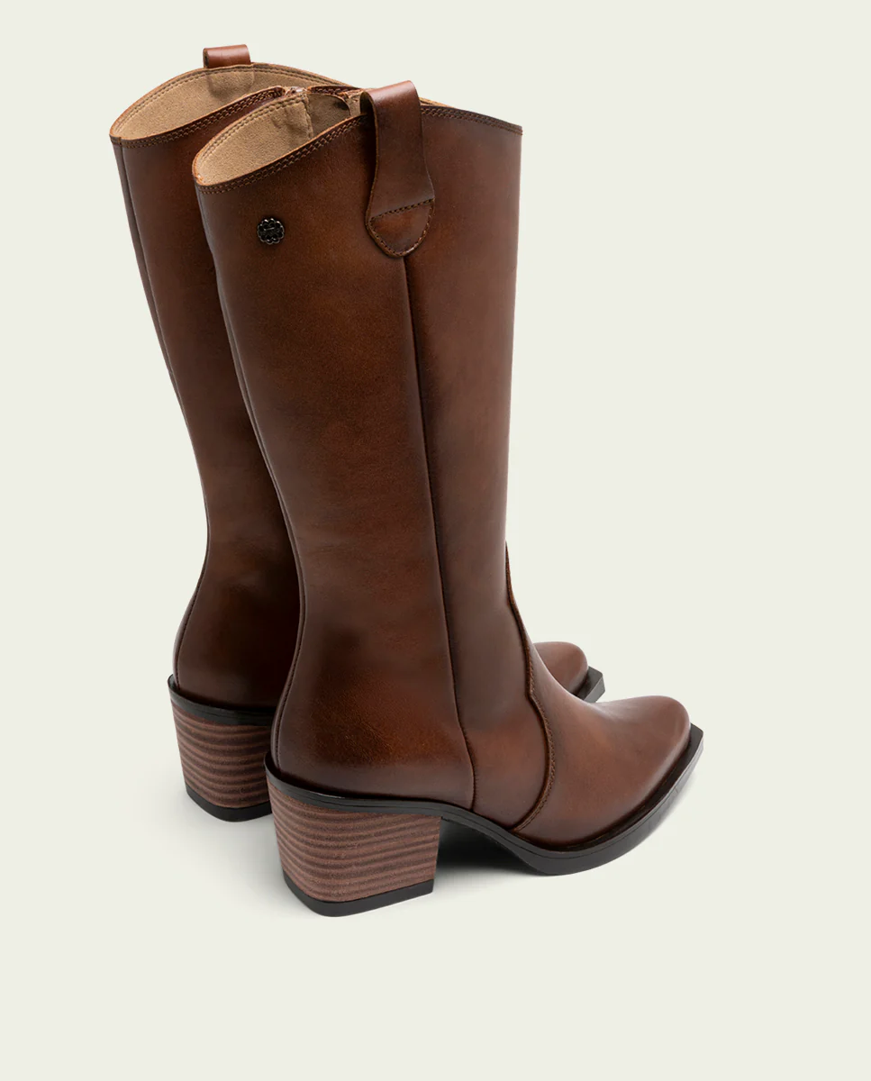 BOTAS COWBOY DE PIEL CUERO CON CREMALLERA FLORA - Image 4