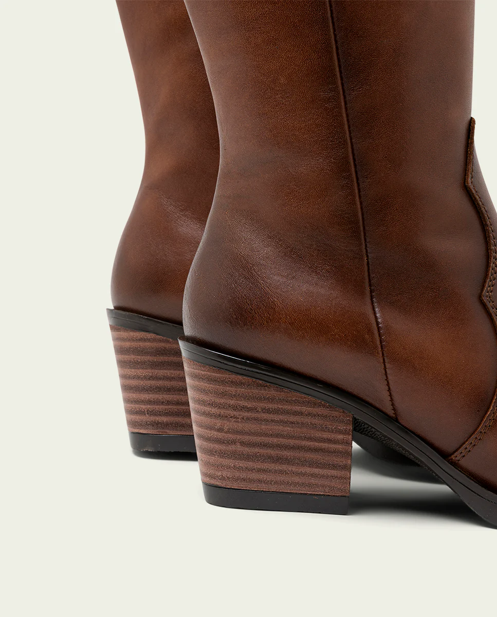 BOTAS COWBOY DE PIEL CUERO CON CREMALLERA FLORA - Image 6