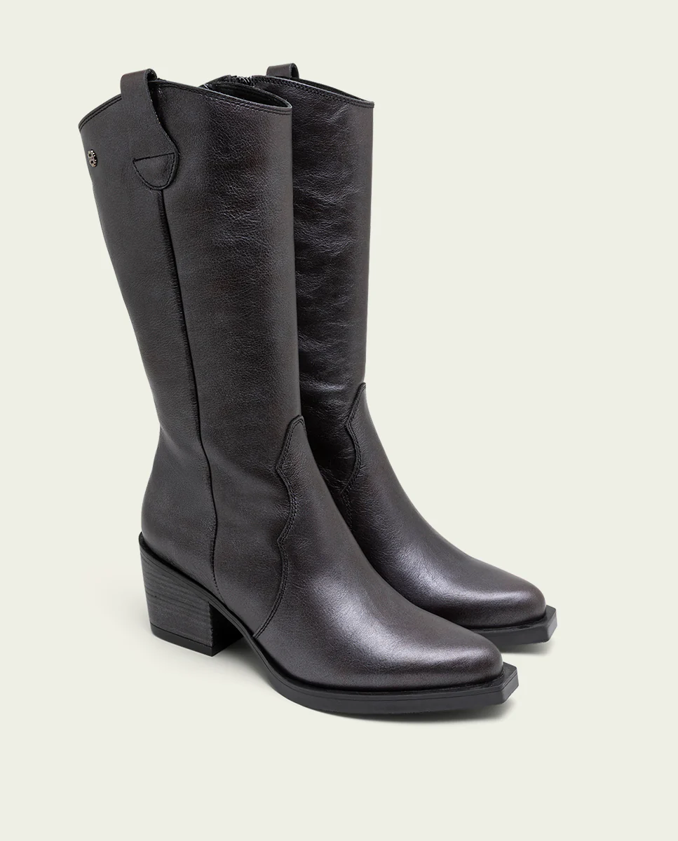 BOTAS COWBOY DE PIEL MOKA METALIZADO FABILA - Image 3