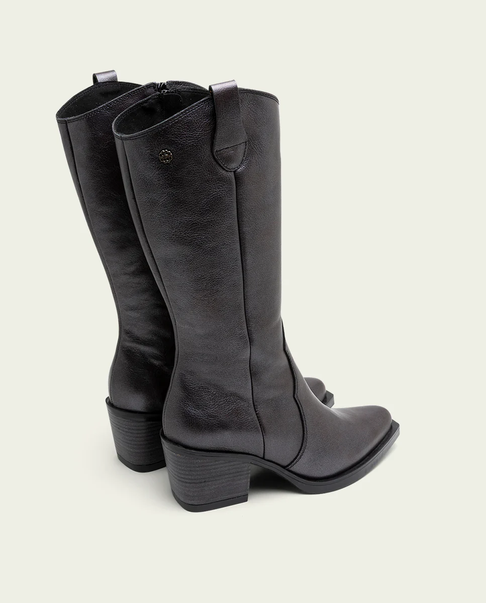 BOTAS COWBOY DE PIEL MOKA METALIZADO FABILA - Image 4