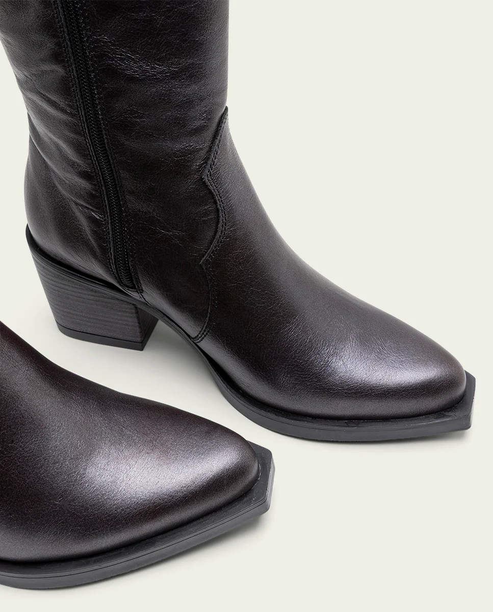 BOTAS COWBOY DE PIEL MOKA METALIZADO FABILA - Image 5