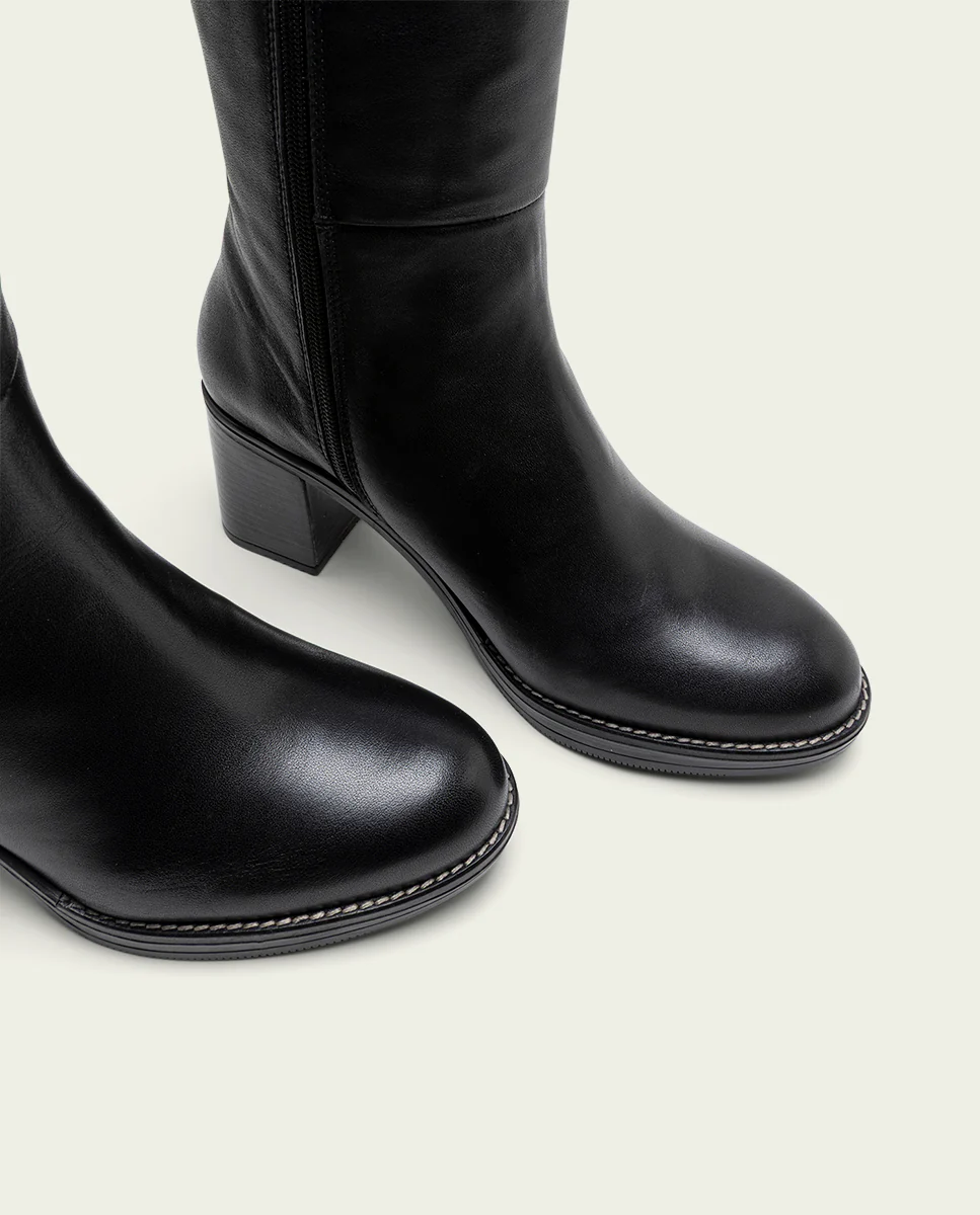 BOTAS DE PIEL DE TACÓN NEGRO RITA - Image 4