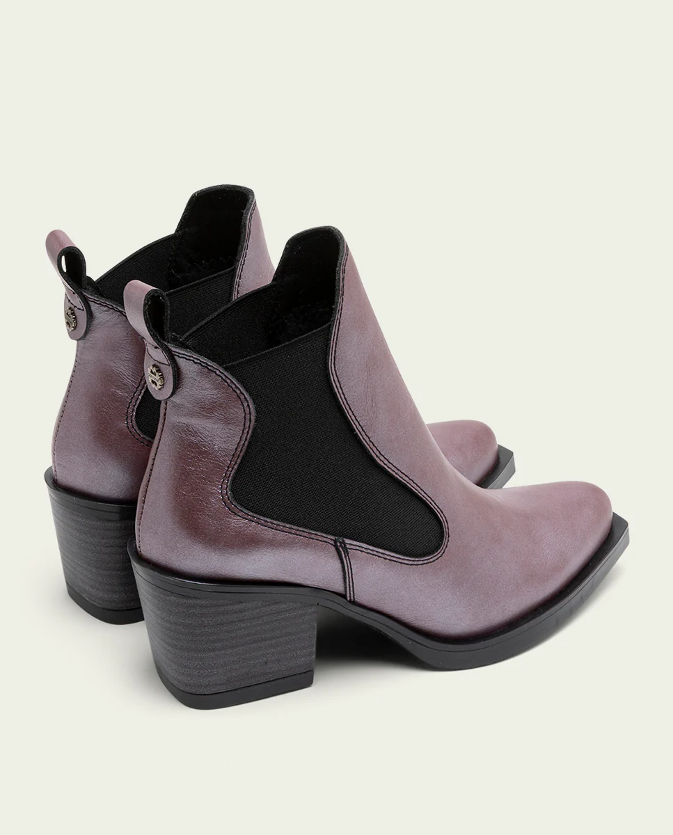 BOTINES COWBOY DE PIEL BURDEOS METALIZADA FANNY - Image 4