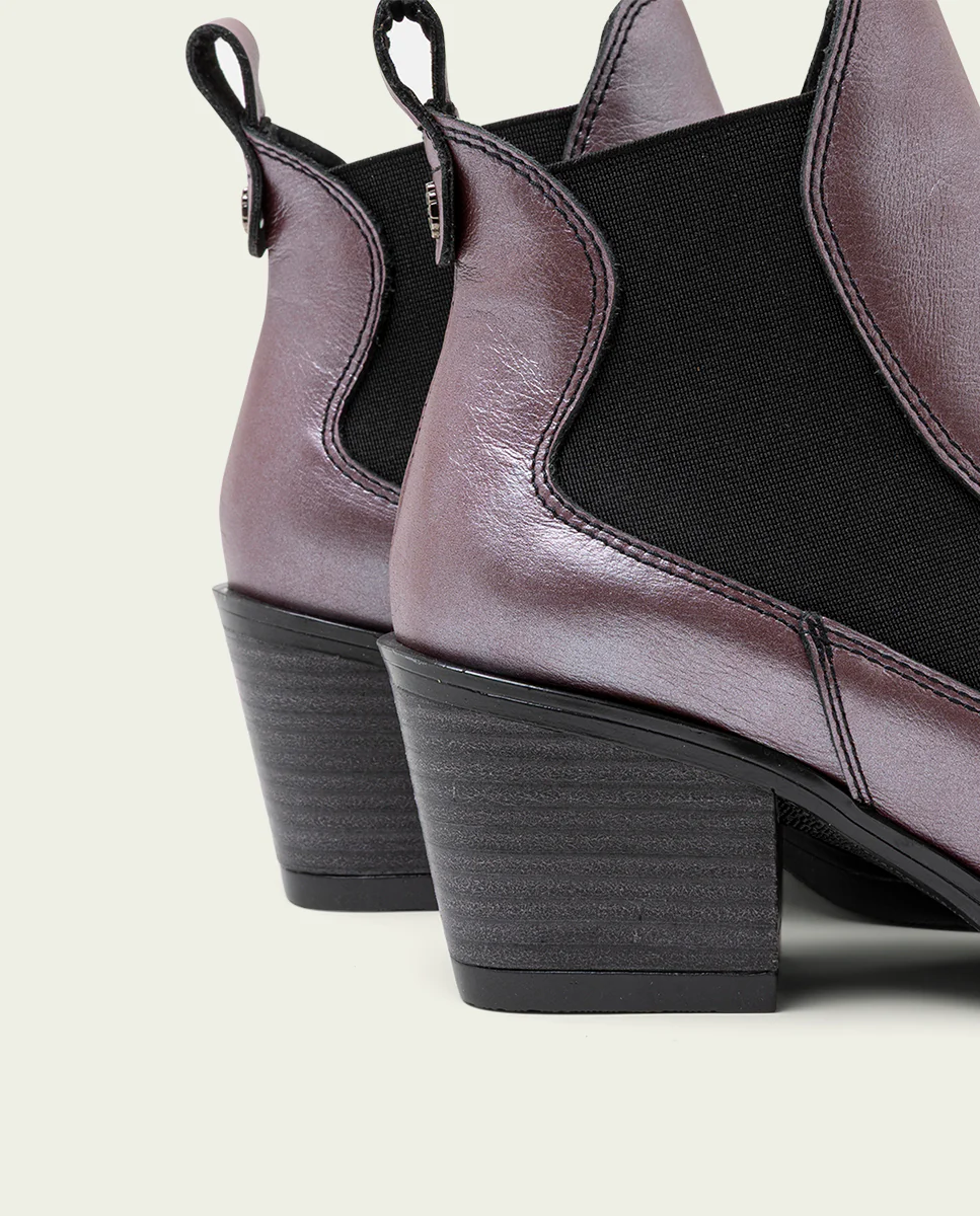 BOTINES COWBOY DE PIEL BURDEOS METALIZADA FANNY - Image 6