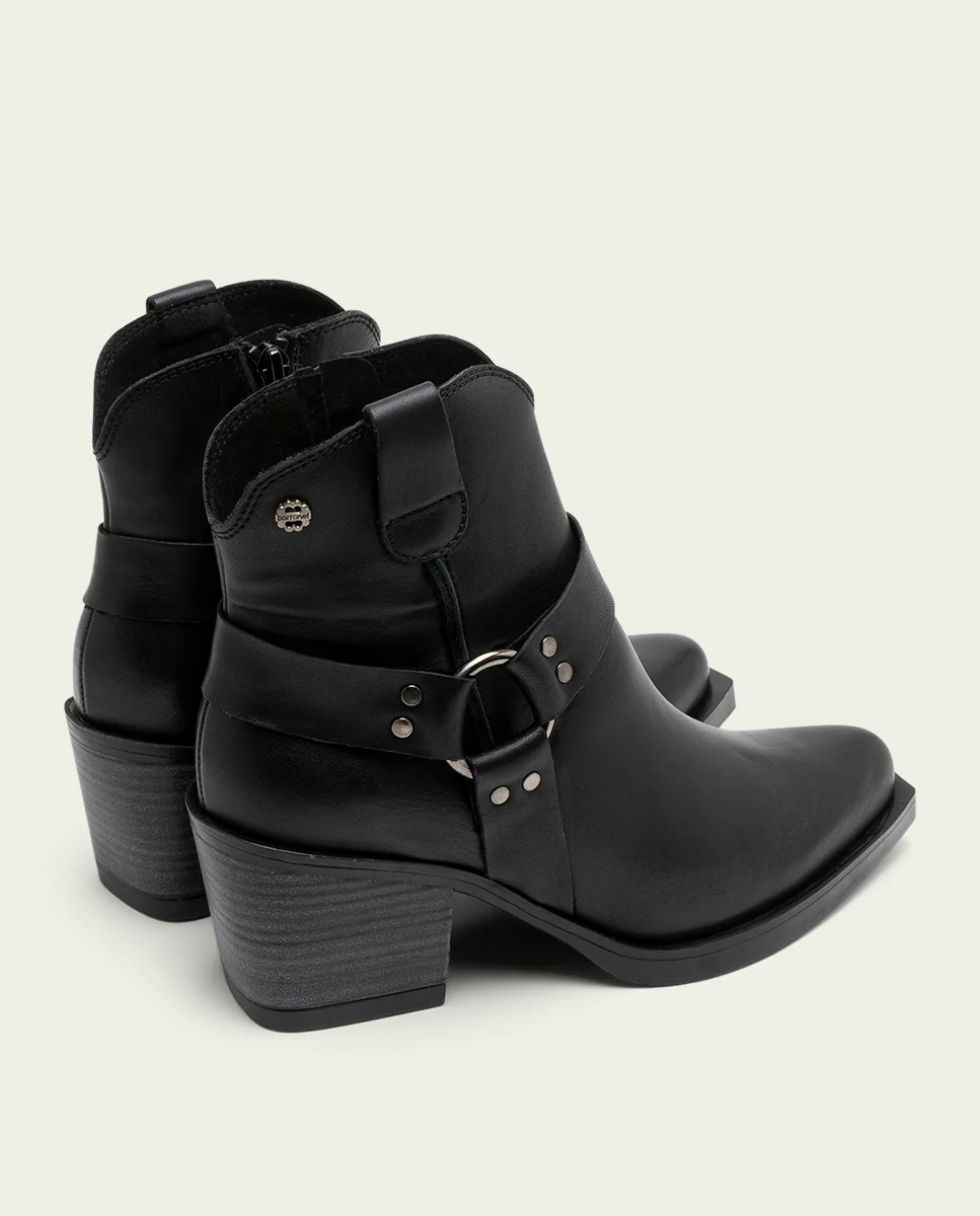 BOTINES COWBOY DE PIEL NEGRO CON CREMALLERA FABIANA - Image 3