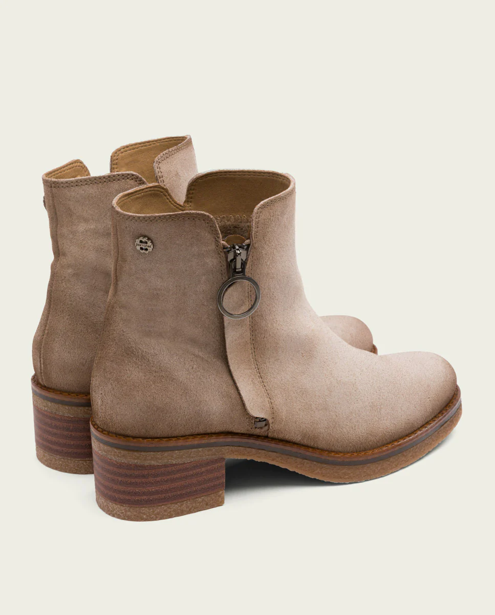 BOTINES DE PIEL ARENA CON CREMALLERA DIANA - Image 3