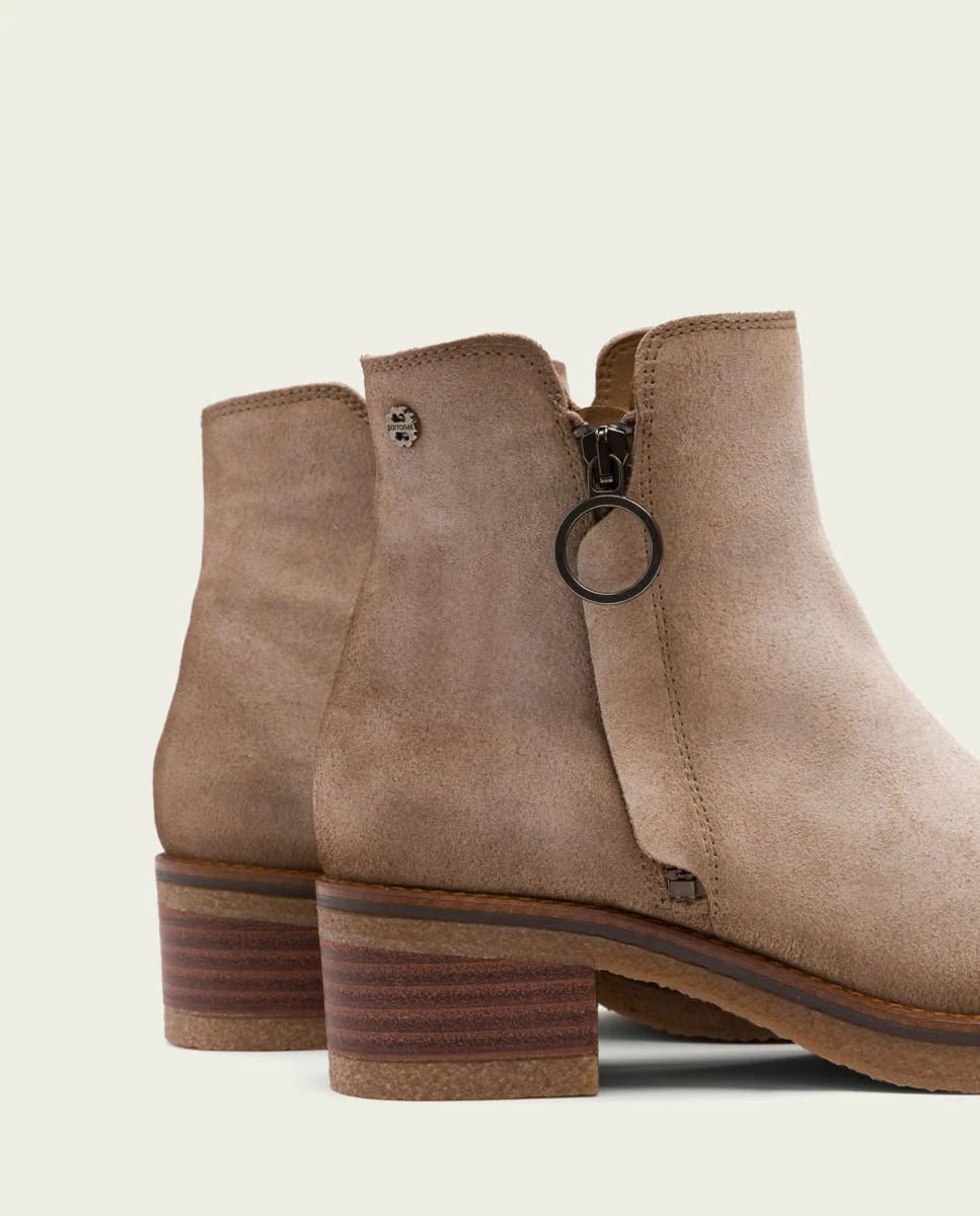 BOTINES DE PIEL ARENA CON CREMALLERA DIANA - Image 4