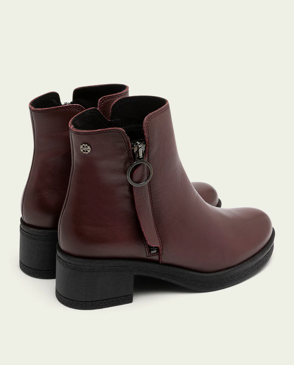 BOTINES DE PIEL BURDEOS CON CREMALLERA DELIA - Image 3