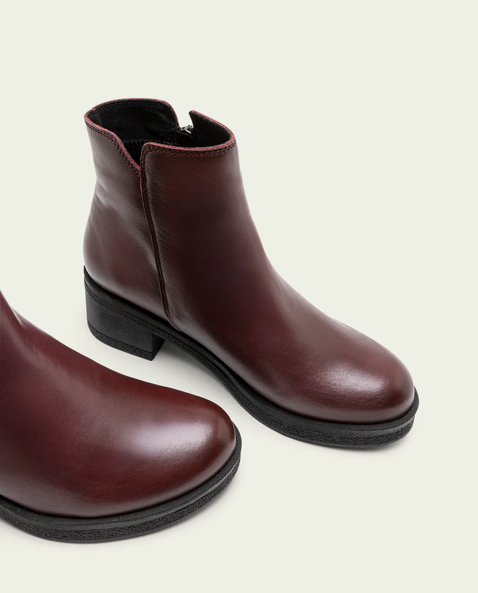 BOTINES DE PIEL BURDEOS CON CREMALLERA DELIA - Image 4