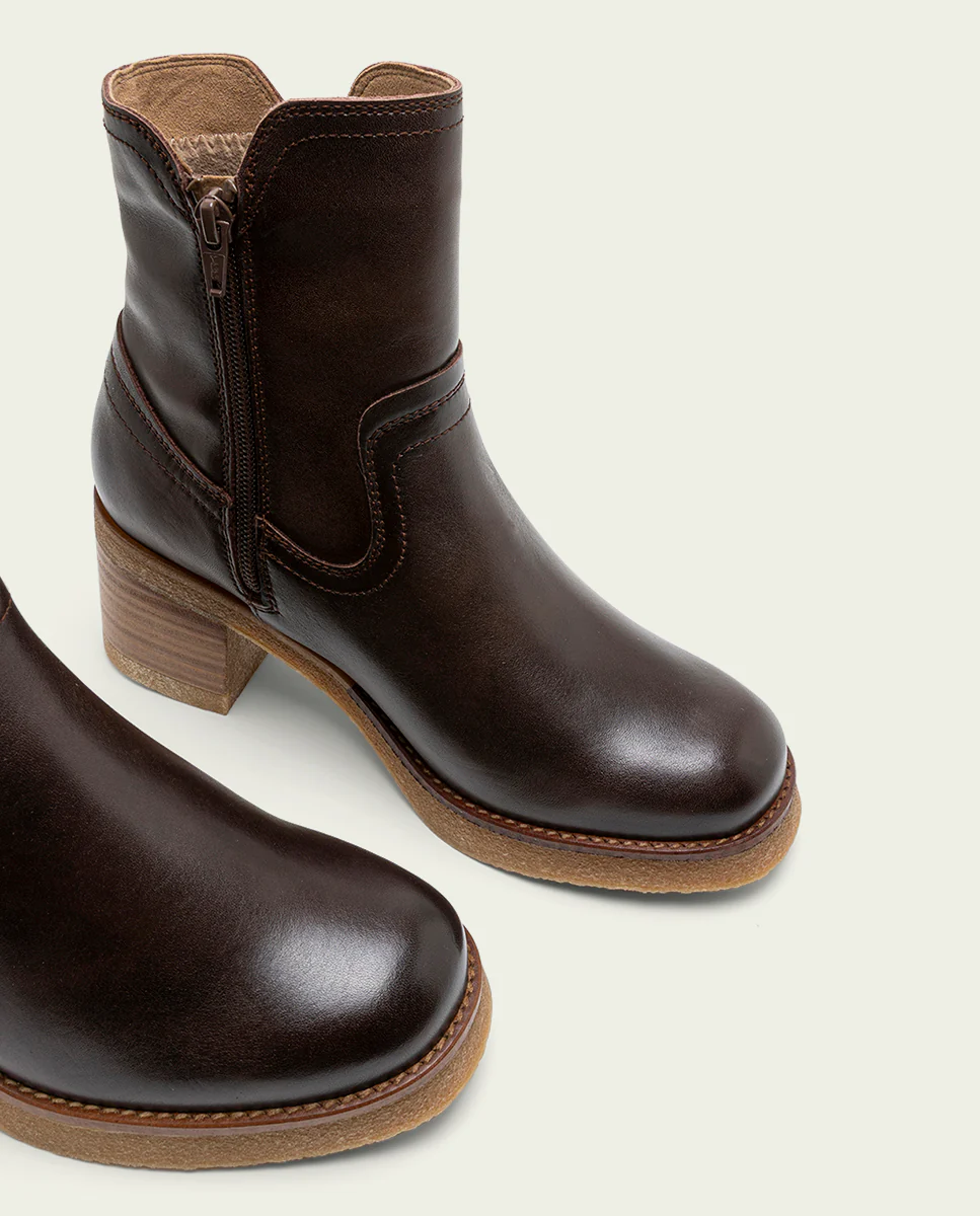 BOTINES DE PIEL CON CREMALLERA MOKA MOLLY - Image 4