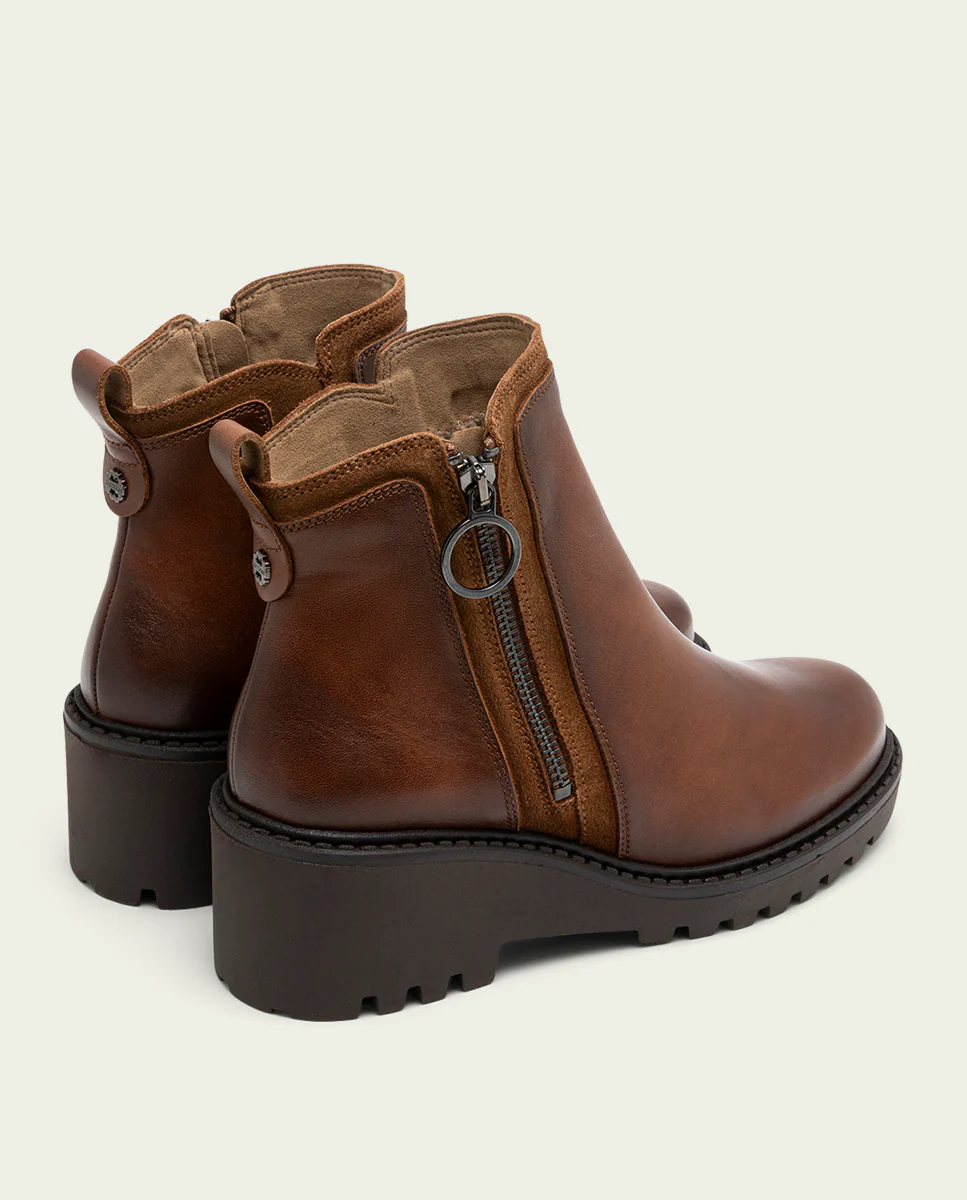 BOTINES DE PIEL CON CUÑA Y CREMALLERA CUERO ELSA - Image 3