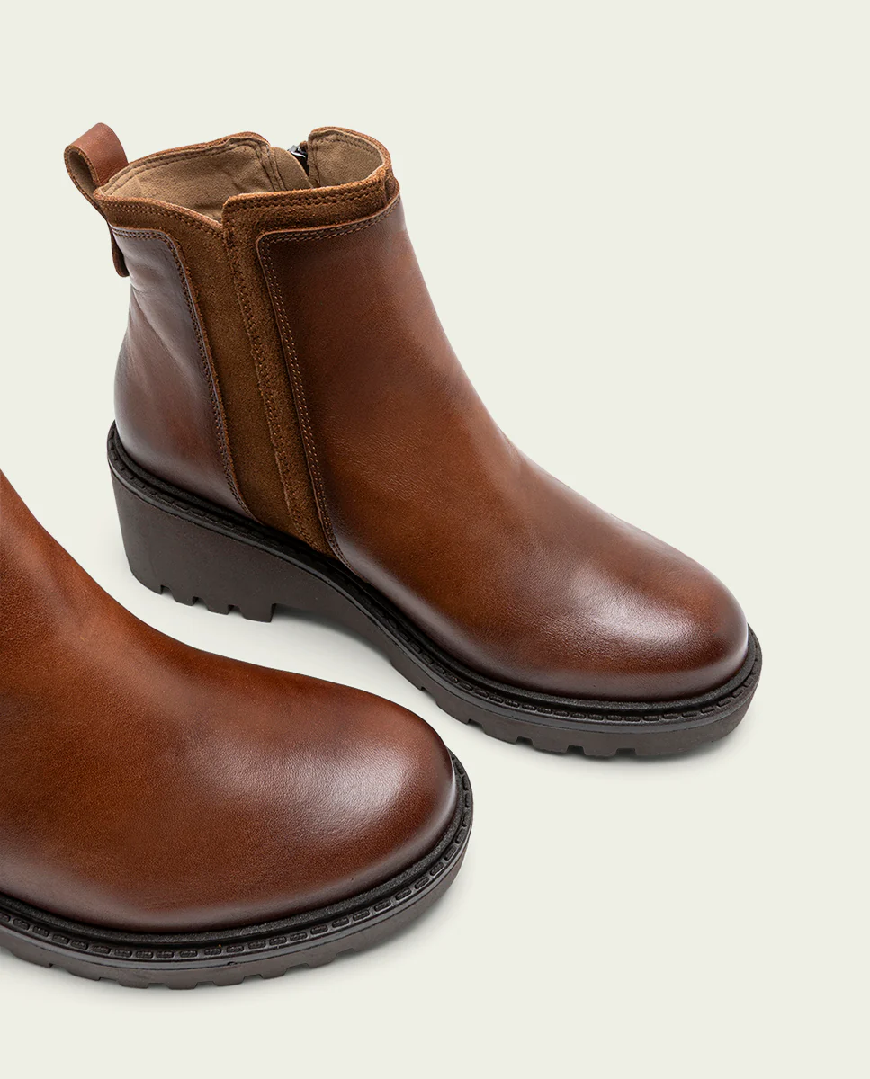 BOTINES DE PIEL CON CUÑA Y CREMALLERA CUERO ELSA - Image 4