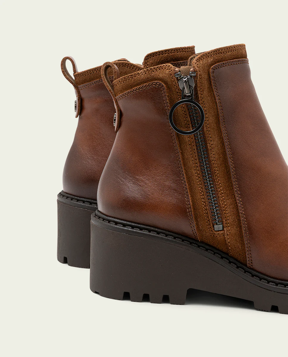 BOTINES DE PIEL CON CUÑA Y CREMALLERA CUERO ELSA - Image 5