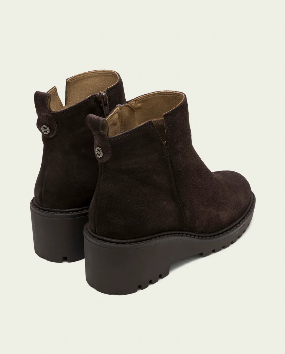 BOTINES DE PIEL CON CUÑA Y CREMALLERA MOKA ELISA - Image 3