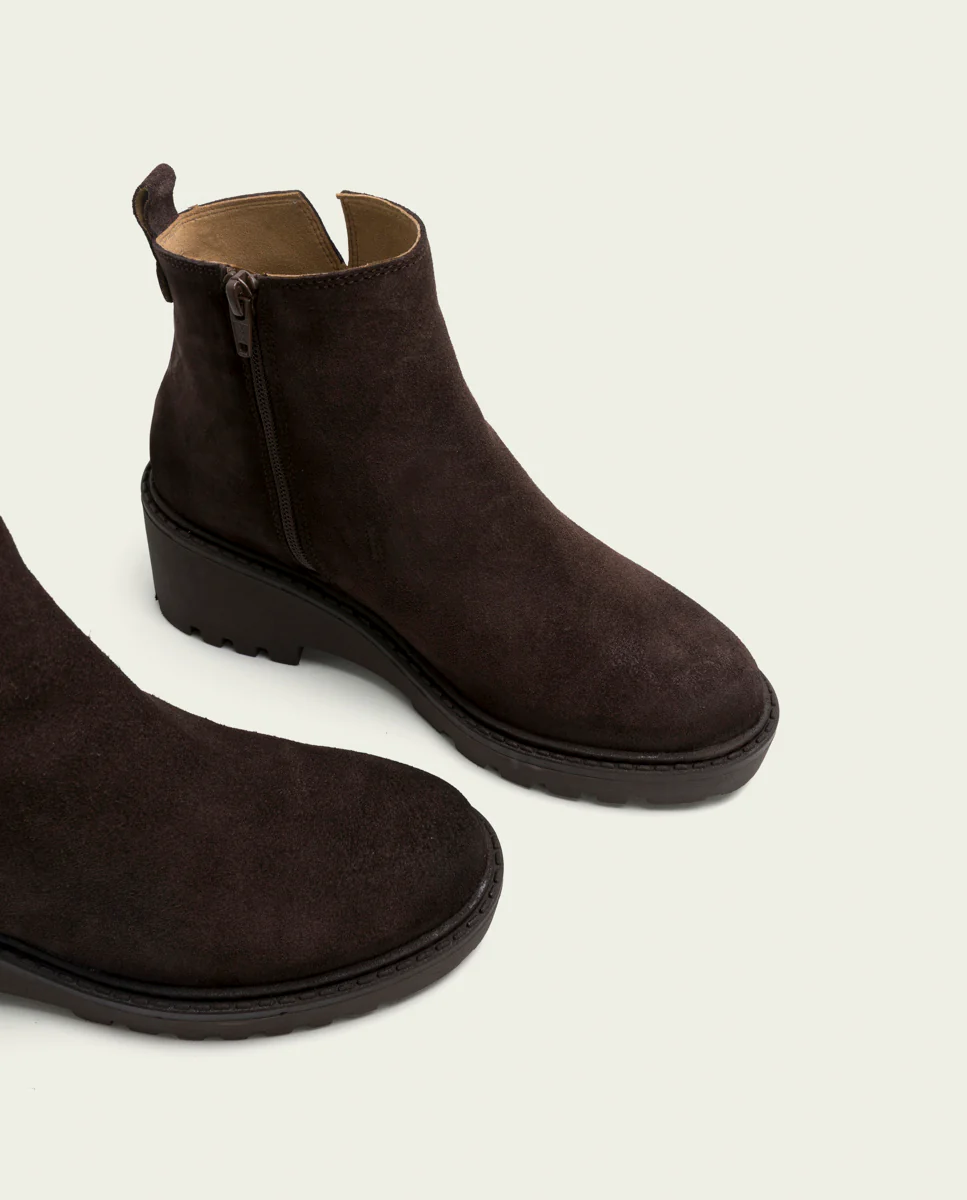 BOTINES DE PIEL CON CUÑA Y CREMALLERA MOKA ELISA - Image 4