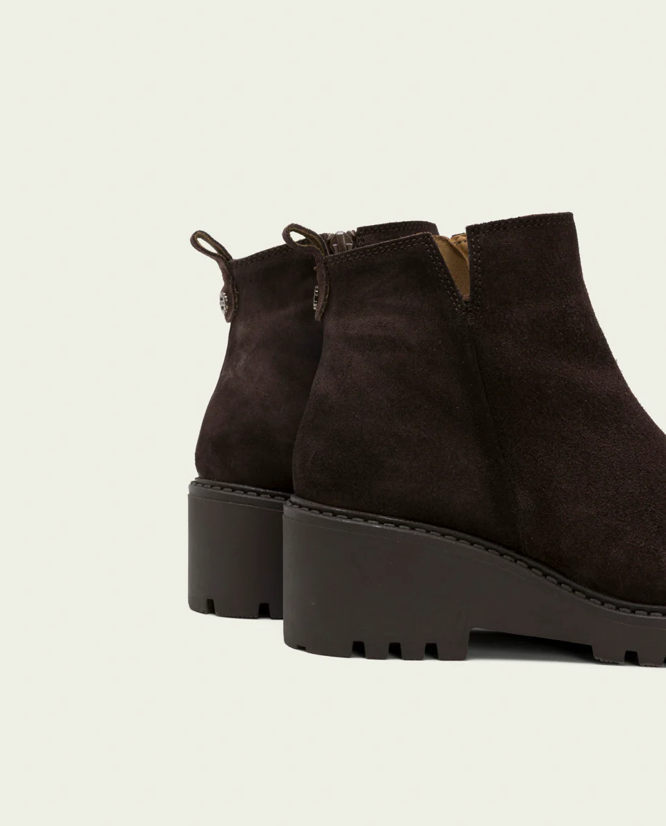 BOTINES DE PIEL CON CUÑA Y CREMALLERA MOKA ELISA - Image 5