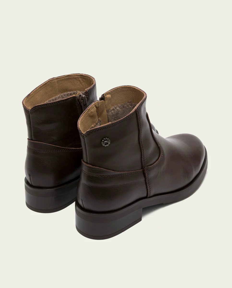 BOTINES DE PIEL MOKA CON CREMALLERA BÁRBARA - Image 3