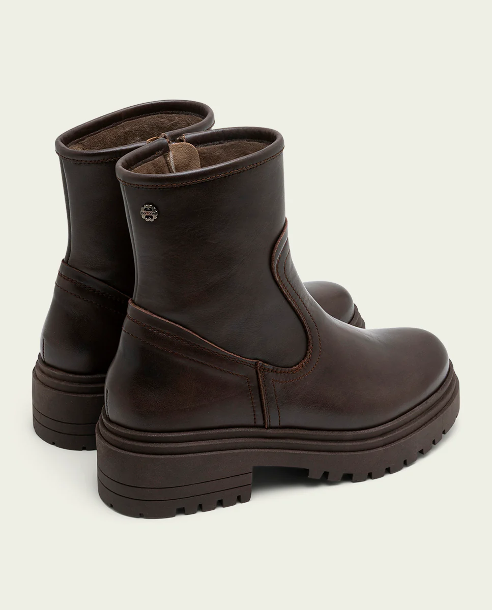 BOTINES DE PIEL MOKA CON CREMALLERA CLARA - Image 3