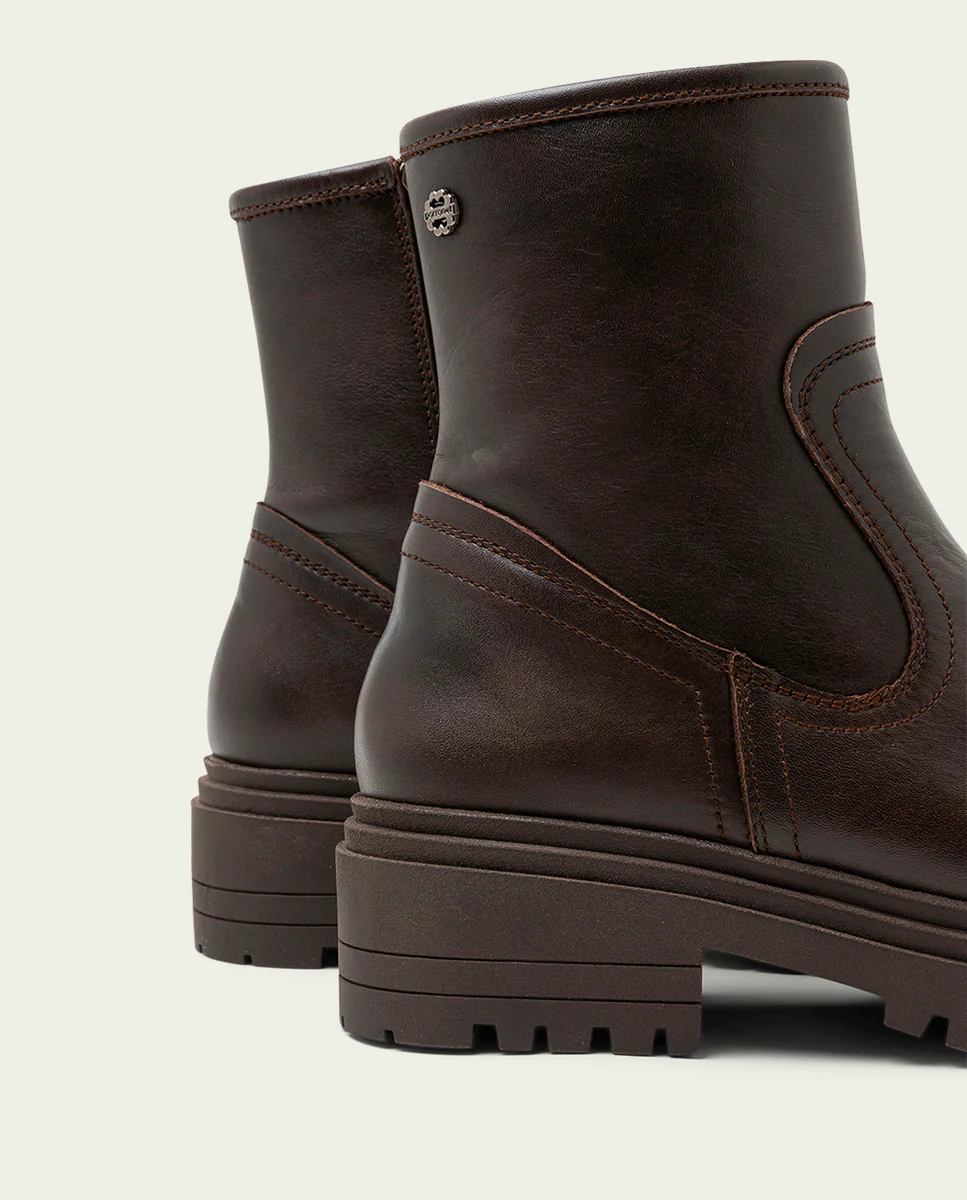 BOTINES DE PIEL MOKA CON CREMALLERA CLARA - Image 5