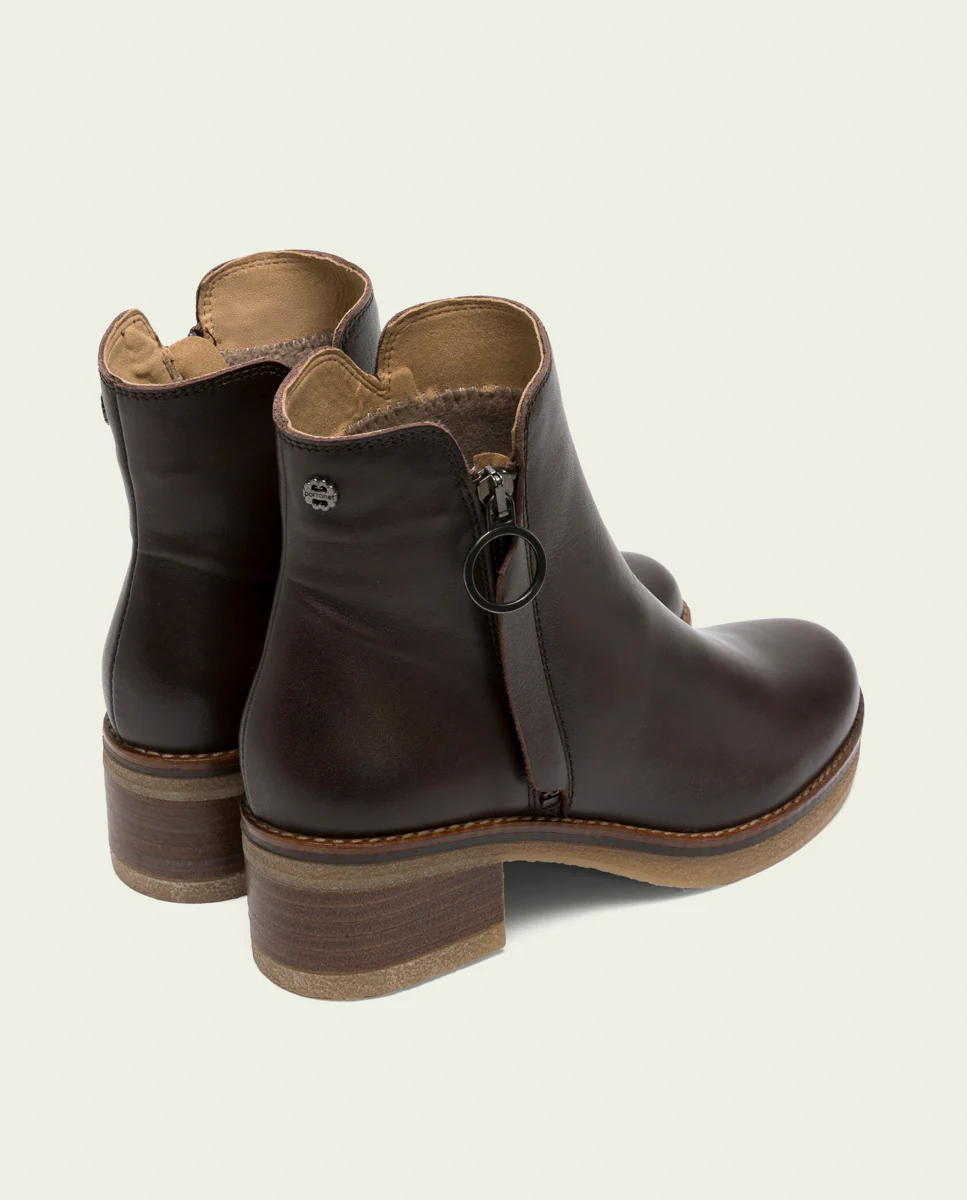 BOTINES DE PIEL MOKA CON CREMALLERA DELIA - Image 3