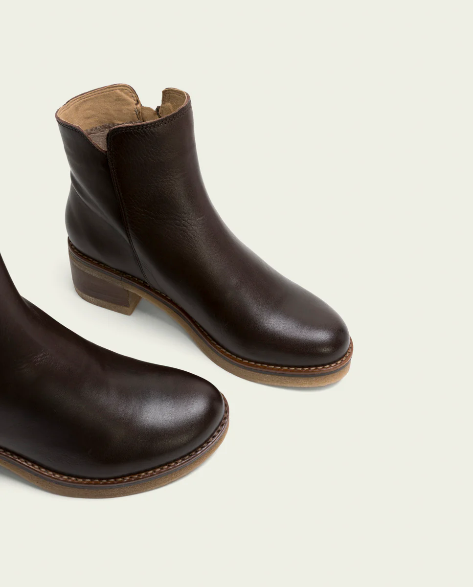 BOTINES DE PIEL MOKA CON CREMALLERA DELIA - Image 4