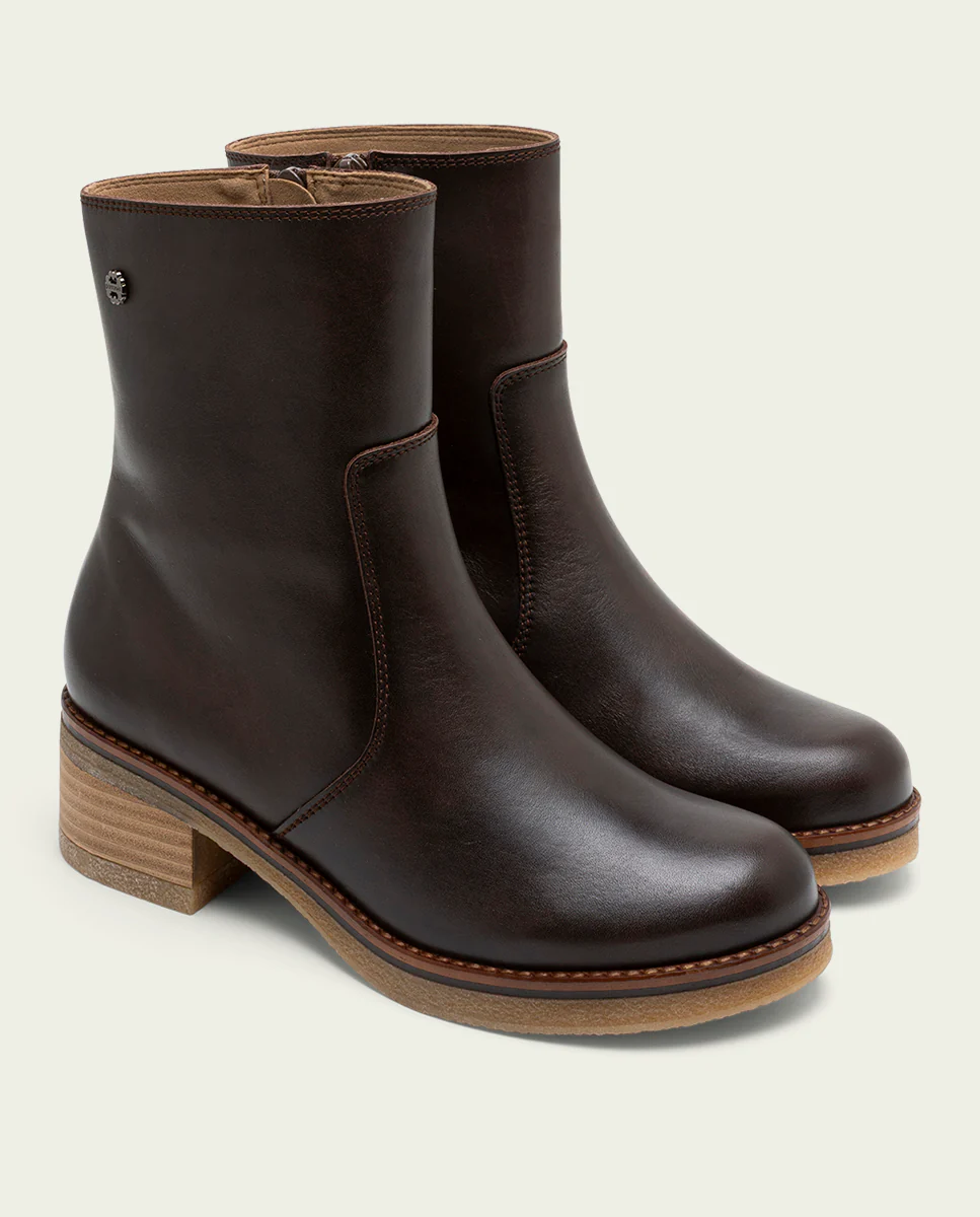 BOTINES DE PIEL MOKA CON CREMALLERA DENISE - Image 3