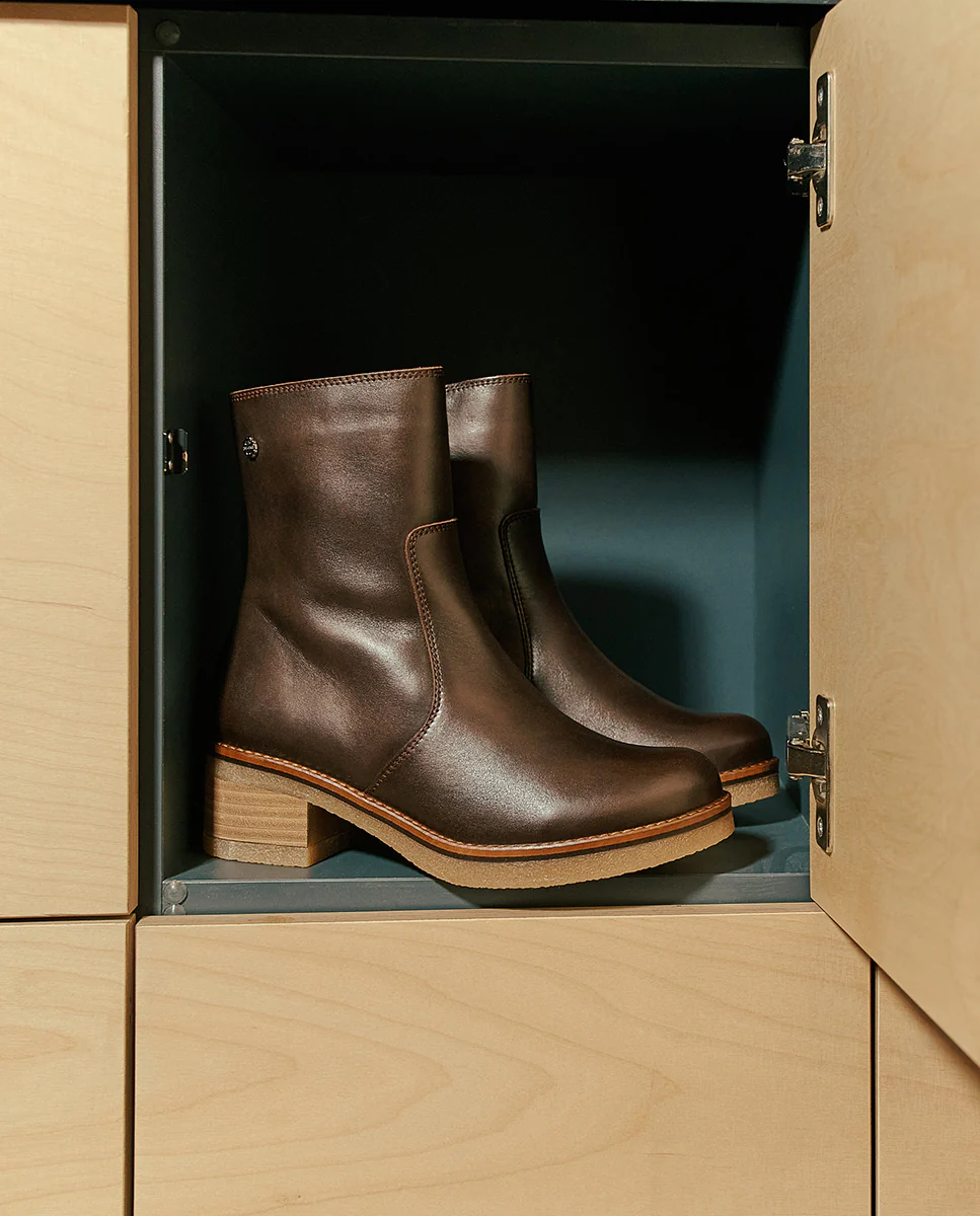 BOTINES DE PIEL MOKA CON CREMALLERA DENISE - Image 4