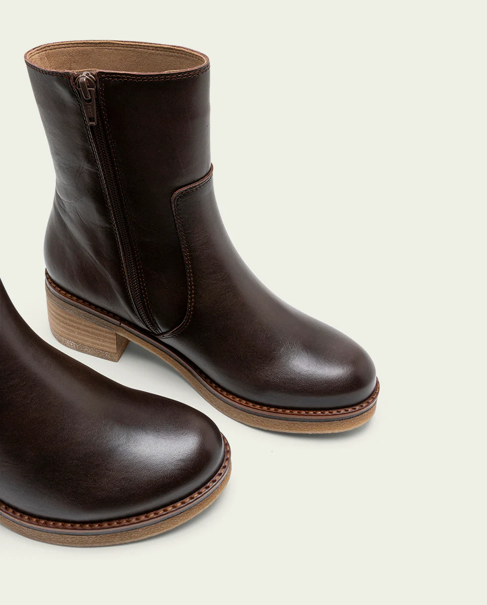 BOTINES DE PIEL MOKA CON CREMALLERA DENISE - Image 6