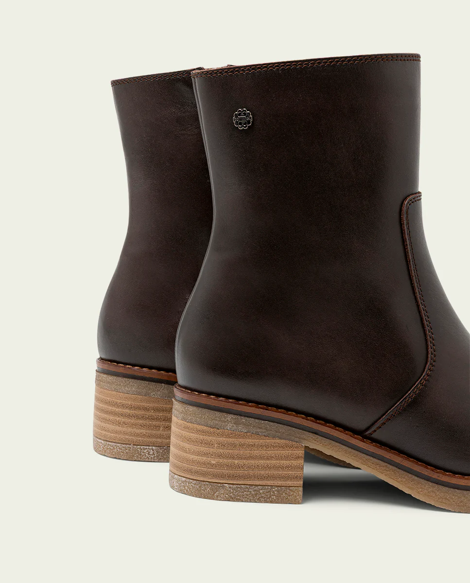 BOTINES DE PIEL MOKA CON CREMALLERA DENISE - Image 7