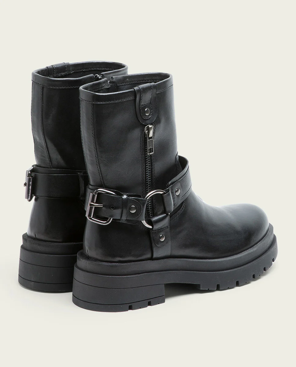 BOTINES TRACK DE PIEL NEGROS CON CREMALLERA NASYA - Image 3