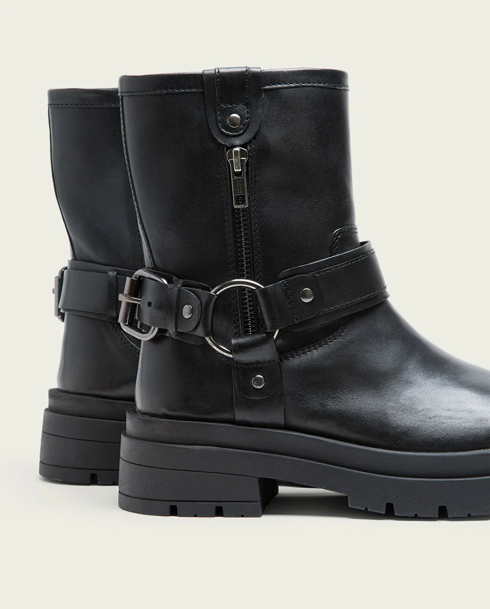 BOTINES TRACK DE PIEL NEGROS CON CREMALLERA NASYA - Image 4