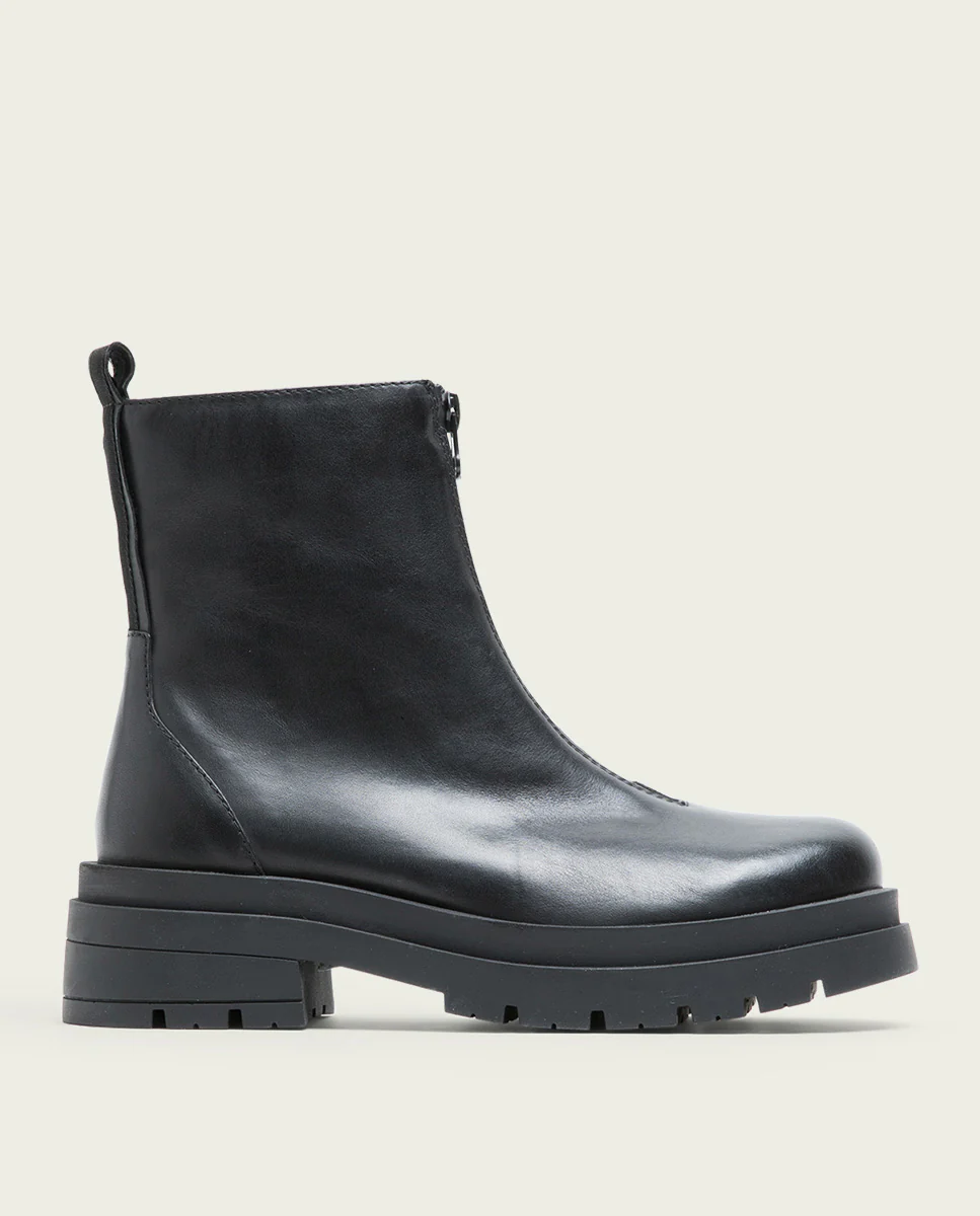 BOTINES TRACK NEGROS PIEL CON CREMALLERA NALA - Image 3