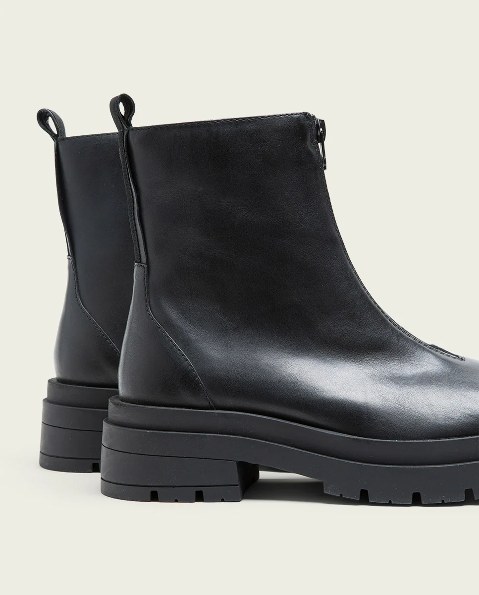 BOTINES TRACK NEGROS PIEL CON CREMALLERA NALA - Image 5