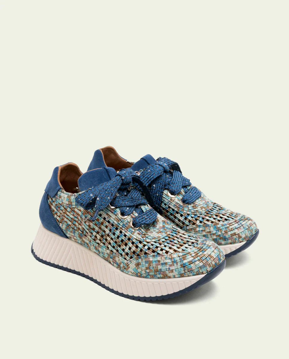 DEPORTIVA CALADA DE PIEL Y TEXTIL INÉS AZUL - Image 3