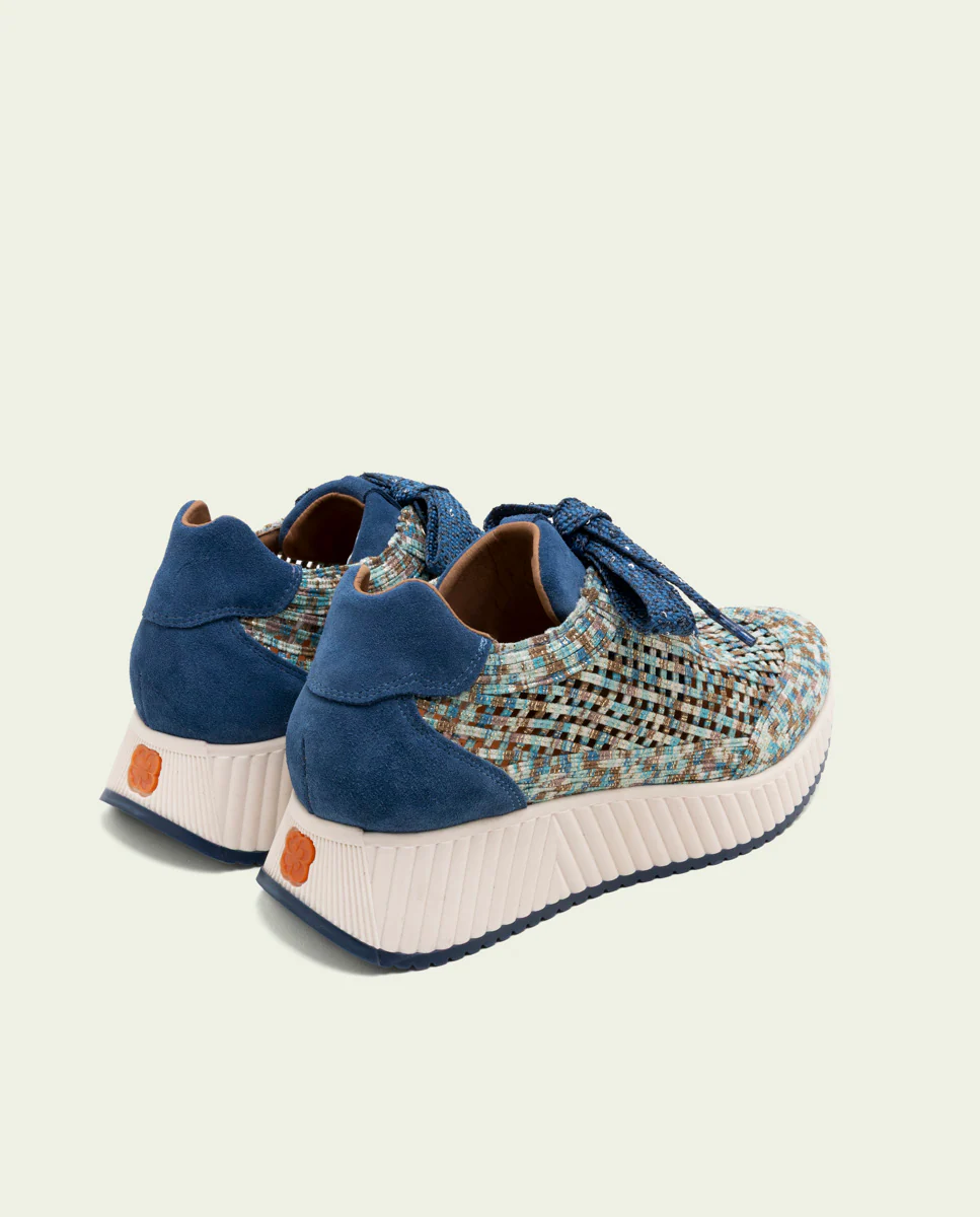 DEPORTIVA CALADA DE PIEL Y TEXTIL INÉS AZUL - Image 4