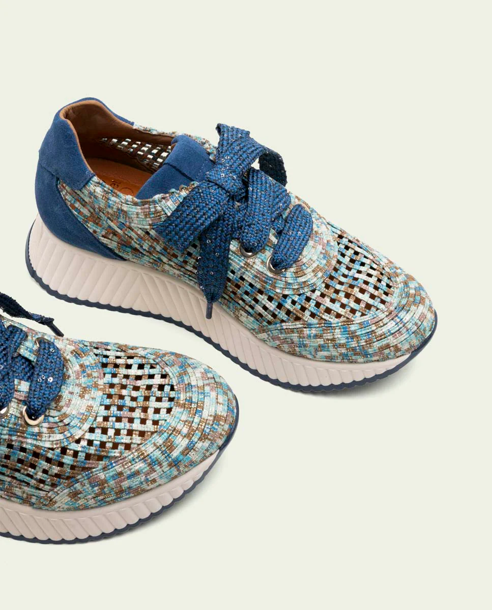 DEPORTIVA CALADA DE PIEL Y TEXTIL INÉS AZUL - Image 5