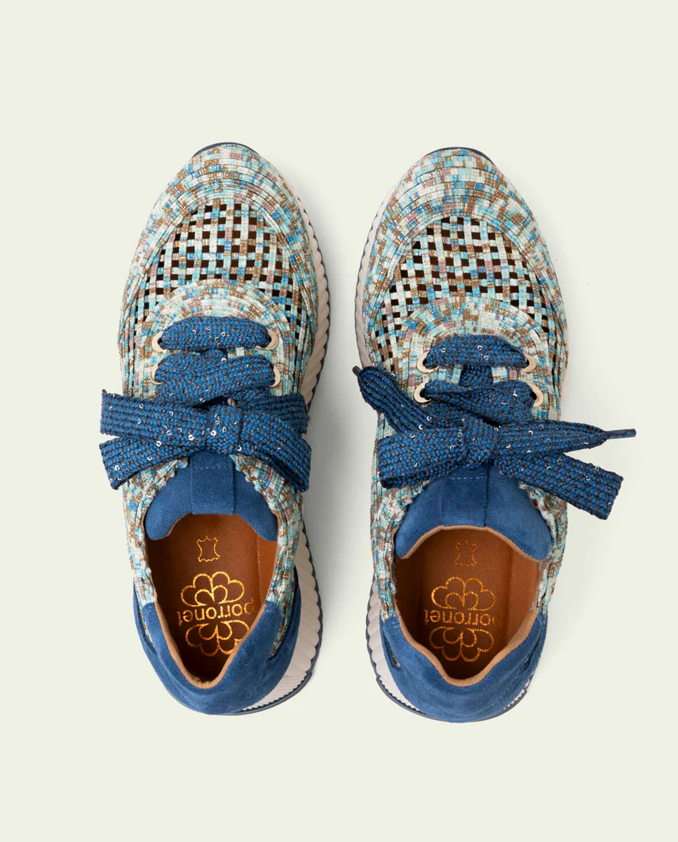 DEPORTIVA CALADA DE PIEL Y TEXTIL INÉS AZUL - Image 6