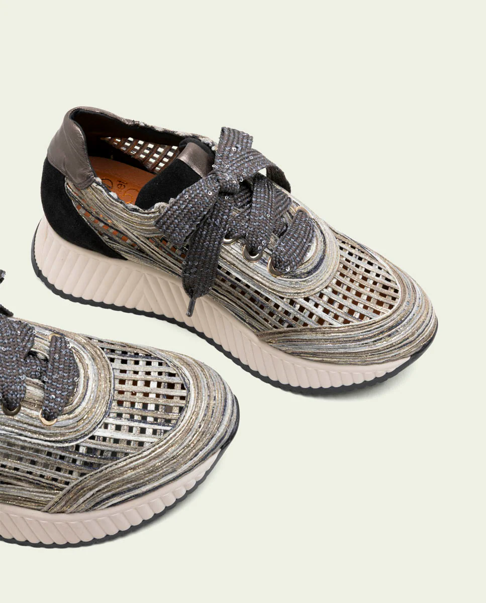 DEPORTIVA CALADA DE PIEL Y TEXTIL INÉS NEGRO - Image 4