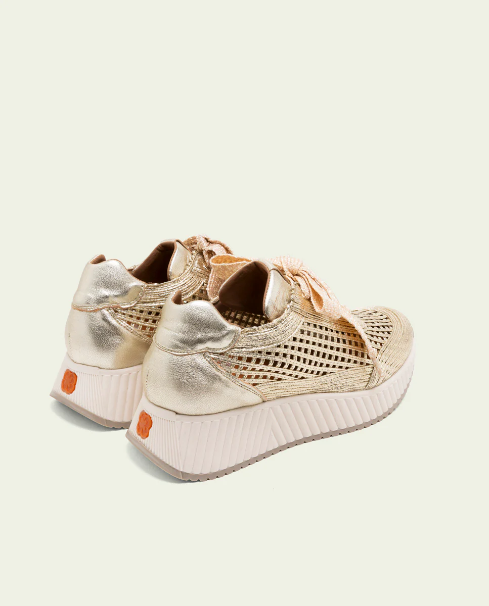 DEPORTIVA CALADA DE PIEL Y TEXTIL INÉS ORO - Image 3