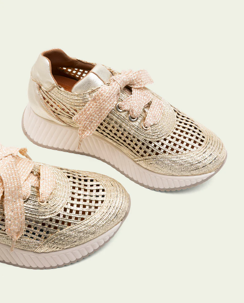 DEPORTIVA CALADA DE PIEL Y TEXTIL INÉS ORO - Image 4