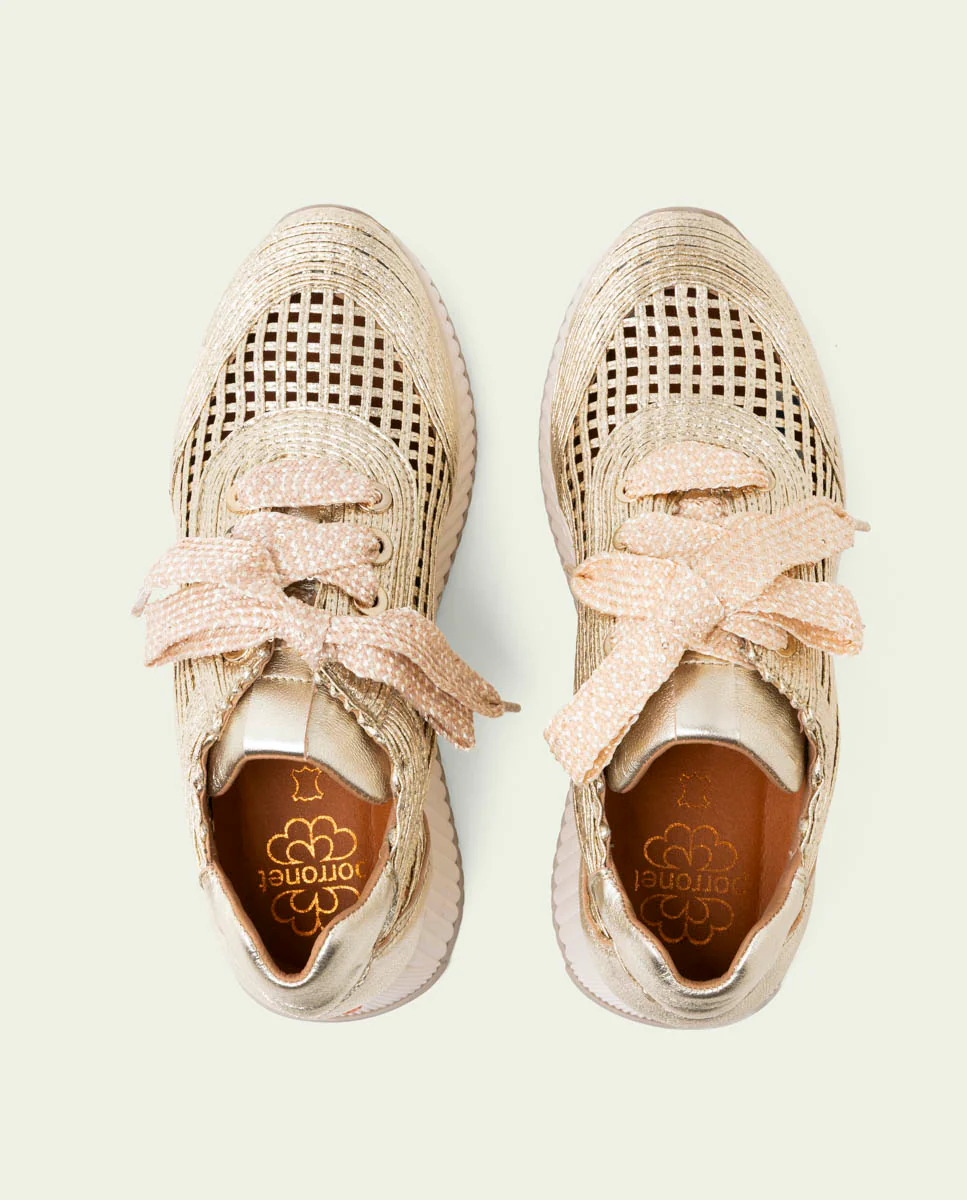 DEPORTIVA CALADA DE PIEL Y TEXTIL INÉS ORO - Image 5