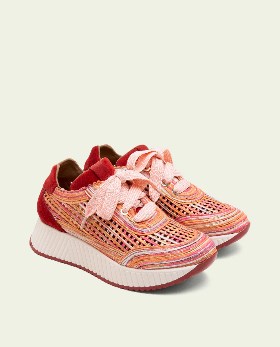 DEPORTIVA CALADA DE PIEL Y TEXTIL INÉS ROJO - Image 3