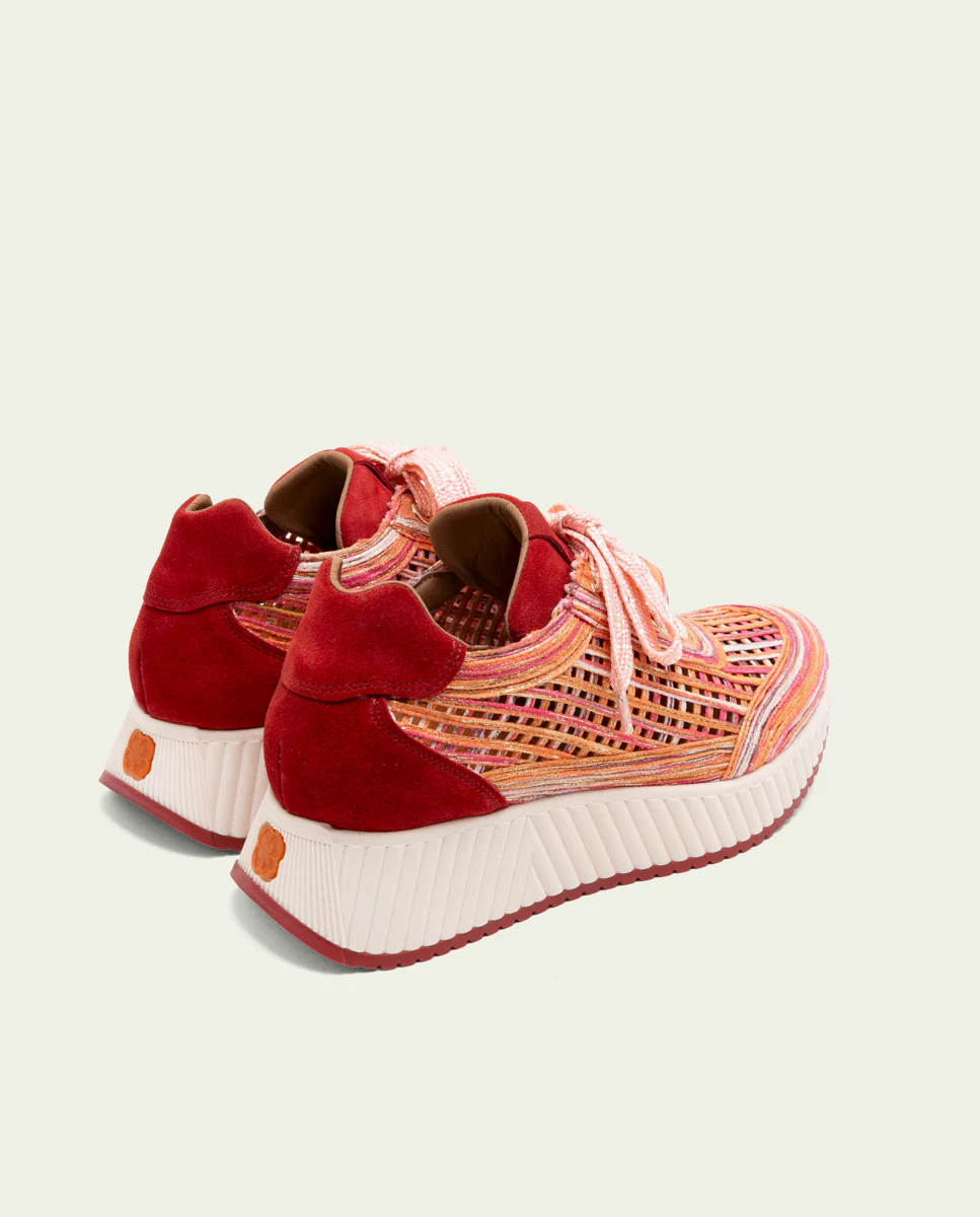 DEPORTIVA CALADA DE PIEL Y TEXTIL INÉS ROJO - Image 4