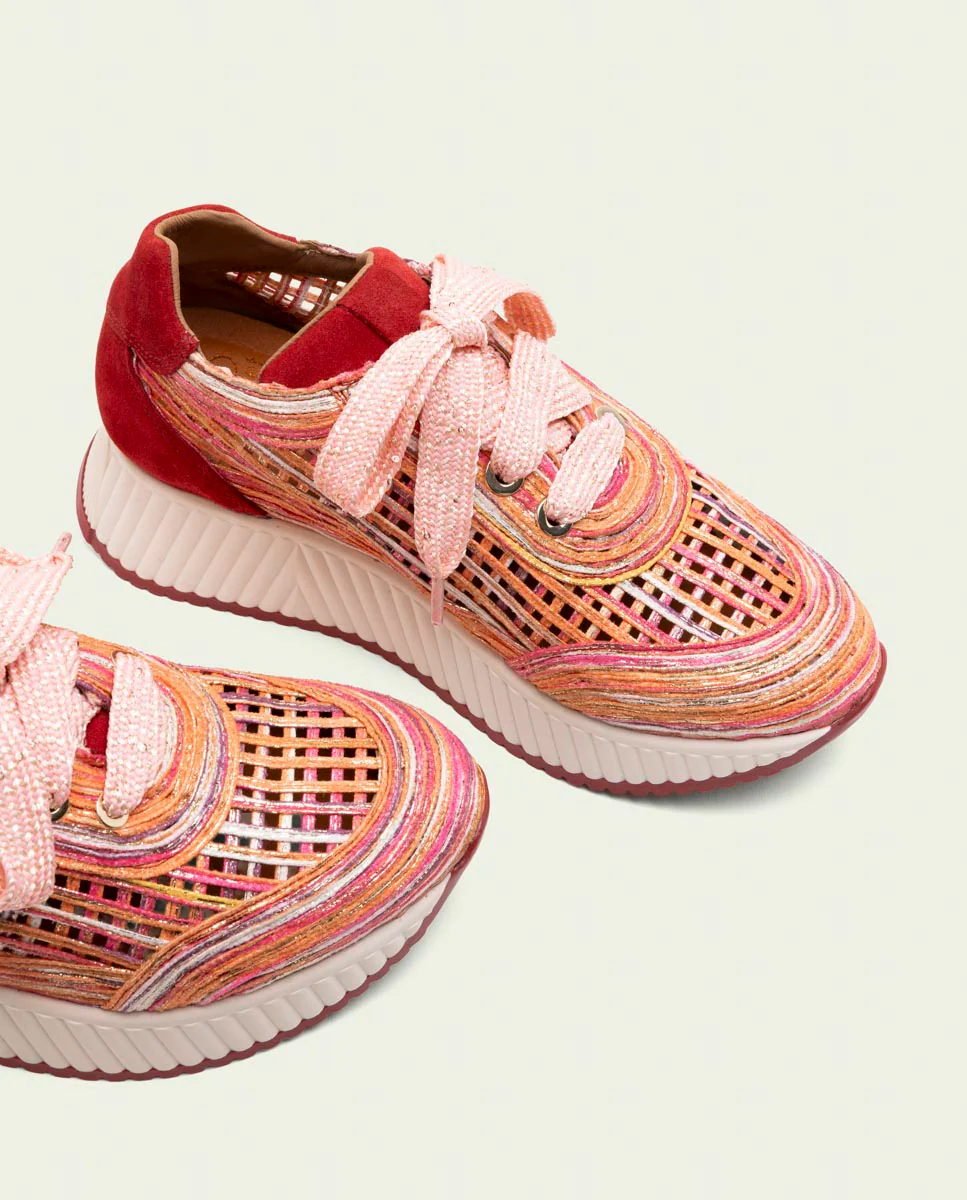 DEPORTIVA CALADA DE PIEL Y TEXTIL INÉS ROJO - Image 5